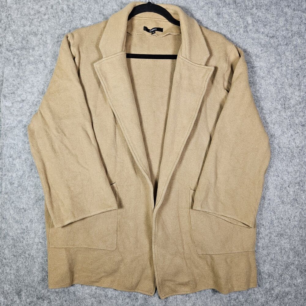 Quince Womens Beige Organic Cotton Blazer Work Travel Classic Size Large